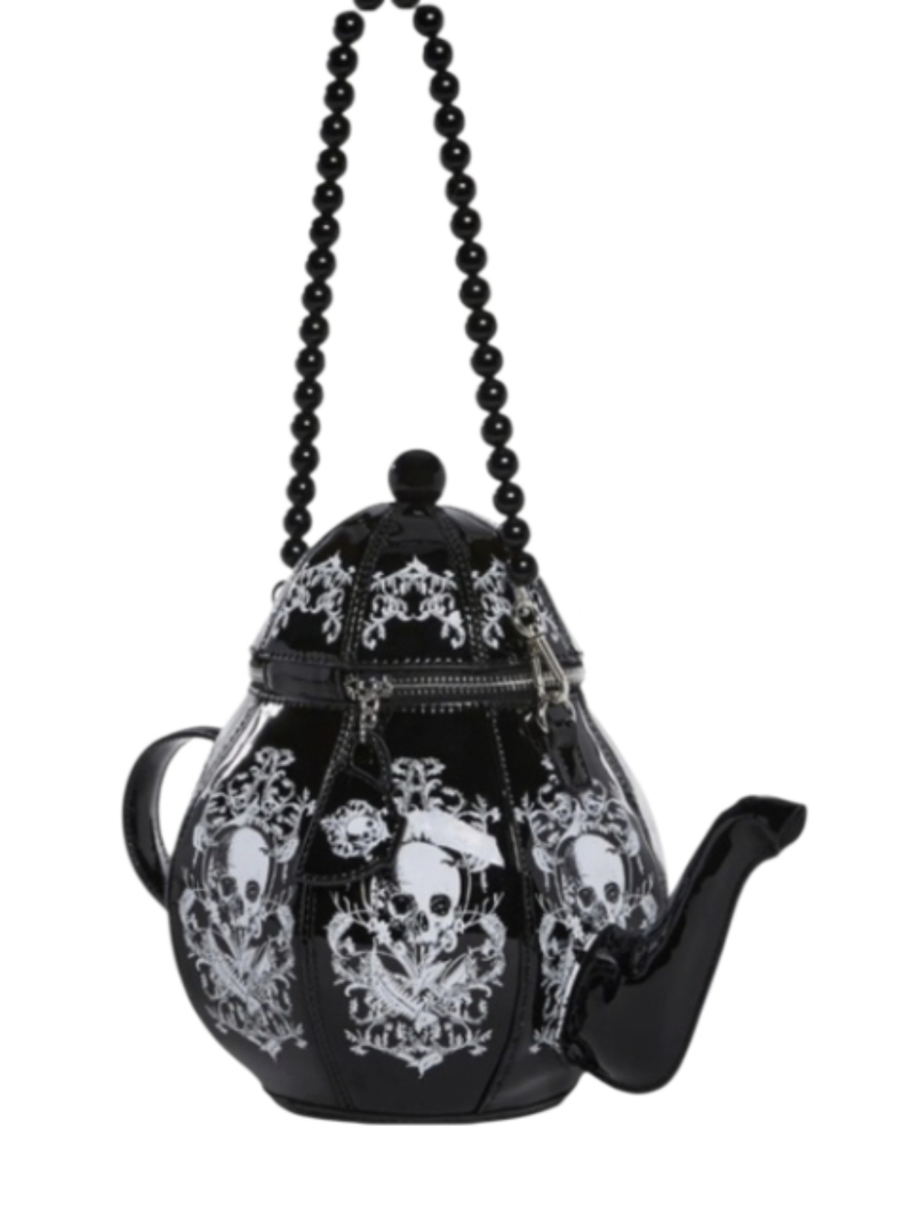 Skull Black & White Teapot 3 Way Bag  NWT - Picture 3 of 9